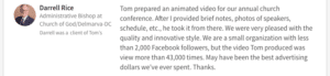 screenshot client's testimonial of infographic video by top explainers