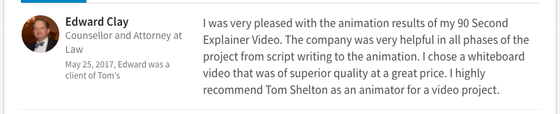 Testimonial from happy customer of Top Explainers for his whiteboard explainer video