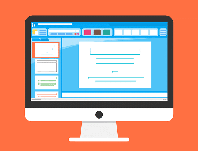 an animated desktop monitor with presentation software